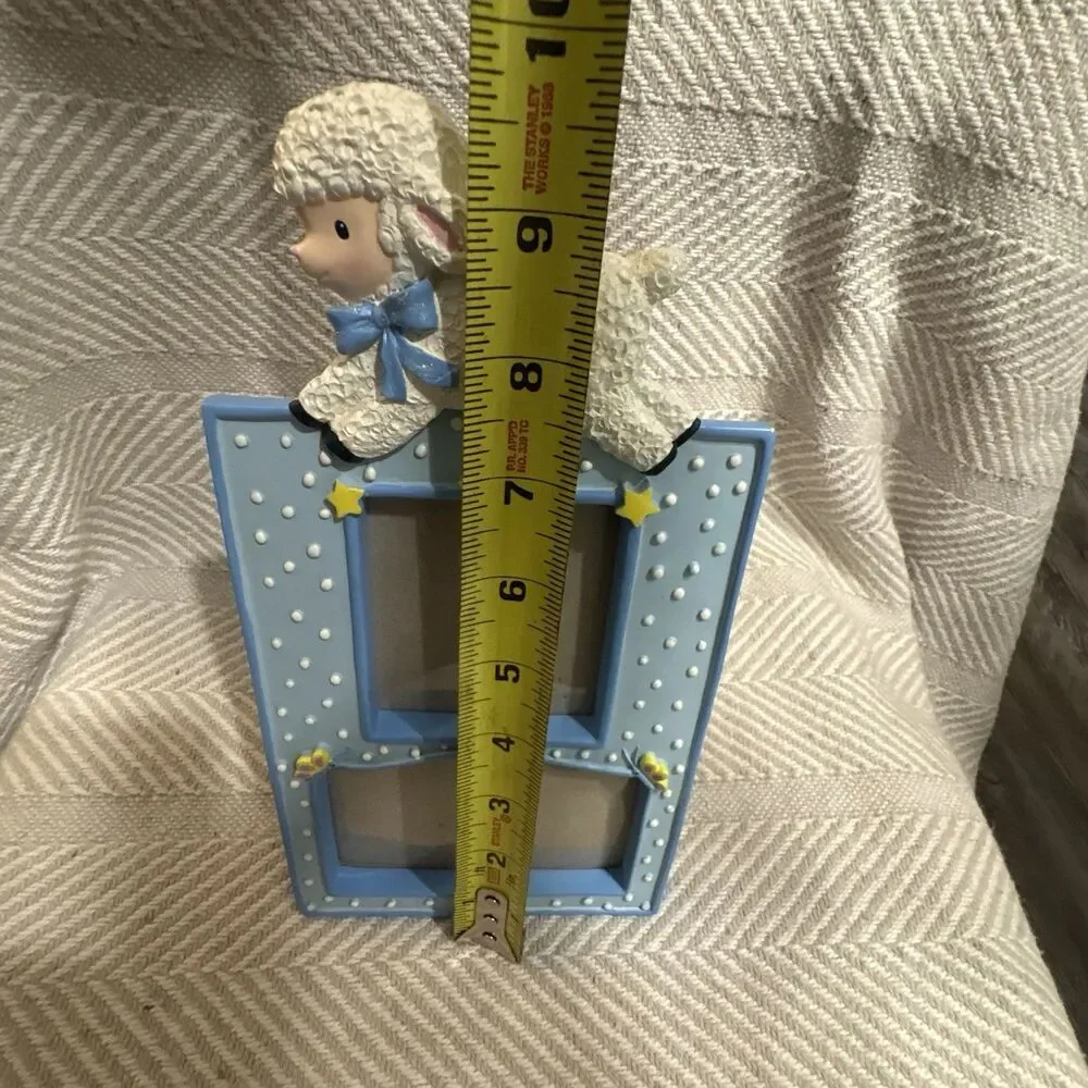 Vintage Birth Announcement Picture Frame Ceramic Little Lamb